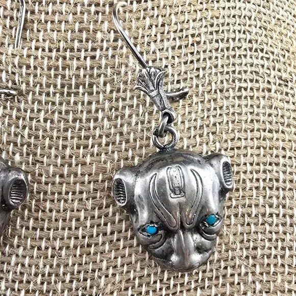 Sterling Silver Egyptian Sekhmet Bastet Cat Earrings Marked - Picture 10 of 10